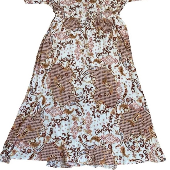 Cato Boho Peasant Style Maxi Dress Multicolor Floral Paisley Front Slits 14-16 - Picture 12 of 16